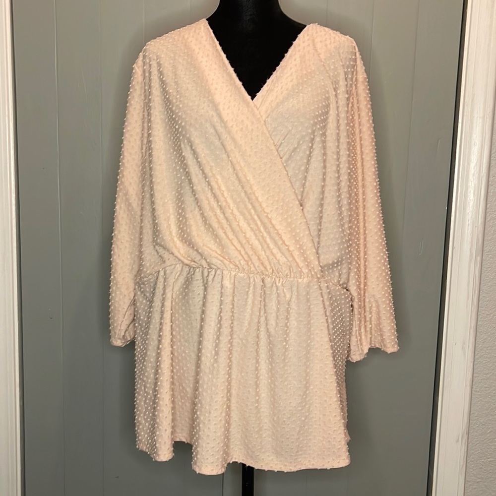 Lane Bryant Pink Swiss Dot Blouse Size 18/20